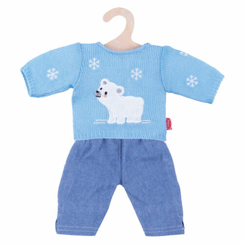 Heless Strickpullover hellblau und Jeans, für Puppen, 35-45cm