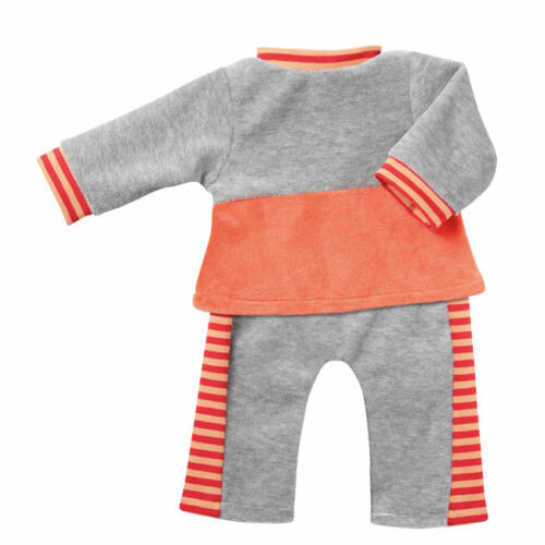 Schwenk Jogginganzug grau-orange, für Babypuppen, 42-45cm
