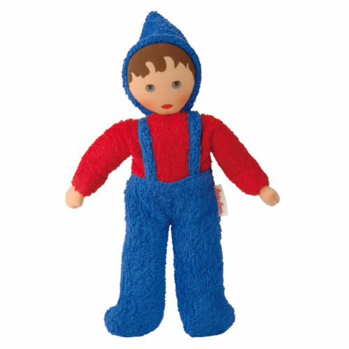 Käthe Kruse Frottee-Baby blau-rot, 30cm