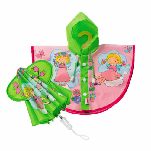 Heless Regenset Blumenfee mit Regenschirm, 28-35cm