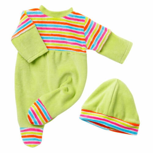 Schwenk Strampler grün mit Mütze, für Babypuppen, 42-45cm