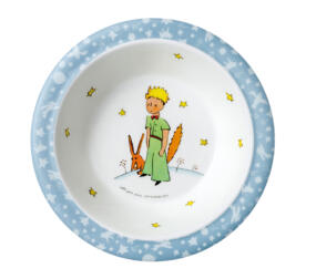 Die Schale ist mit einem Bild aus der Geschichte Der kleine Prinz verziert und hat einen hellblauen Rand.