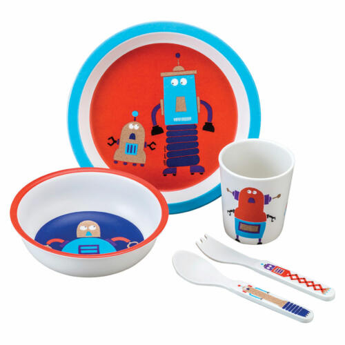 Arty Frog Kindergeschirr Set, Roboter, Melamin, 5-teilig