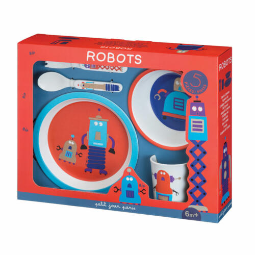 Arty Frog Kindergeschirr Set, Roboter, Melamin, 5-teilig – Bild 2