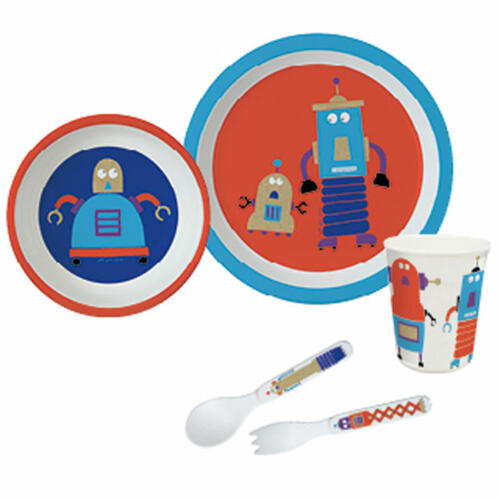 Arty Frog Kindergeschirr Set, Roboter, Melamin, 5-teilig – Bild 3