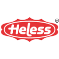 Markenlogo von Heless, Hersteller von Puppenkleidung und Puppenzubehör.