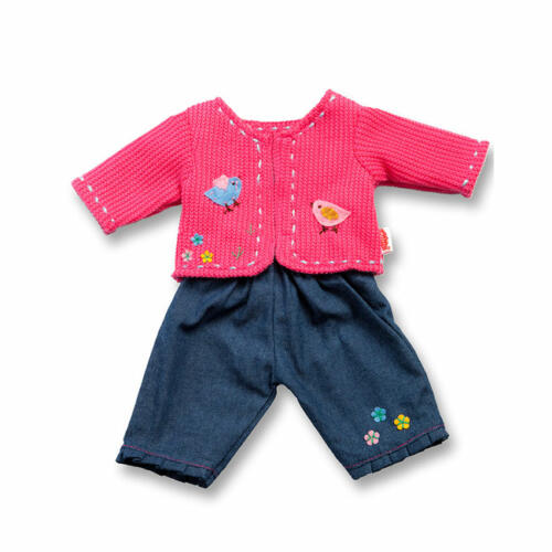 Heless Strickjacke pink und Jeans, für Babypuppen, 28-33cm