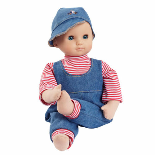 Schwenk Stoffpuppe mit Schlafaugen, Jeansoverall, 40cm