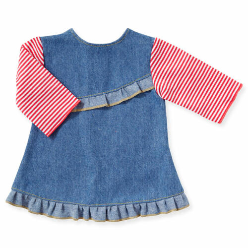 Schwenk Jeanskleid mit gestreiften Ärmeln für Babypuppen, 46-50cm