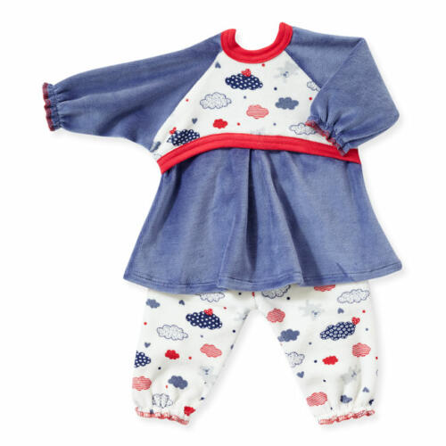 Schwenk Blaues Kleid mit Hose, für Babypuppen, 36-40cm