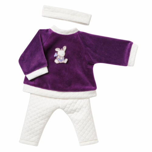 Schwenk Winterkleid lila, Leggins und Stirnband, für Babypuppen, 42-45cm