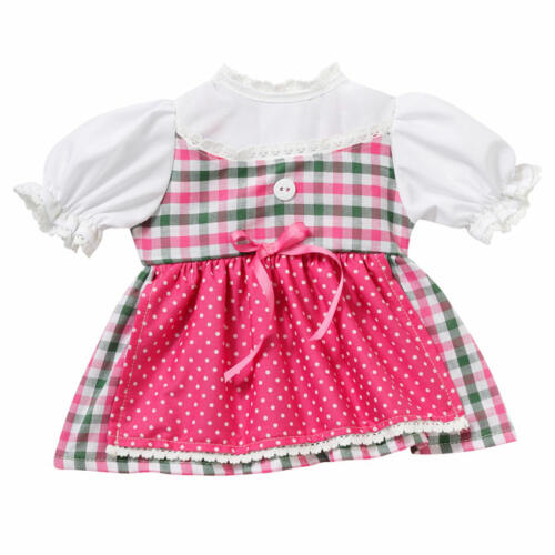 Schwenk Dirndl kariert mit rosa Schürze, für Stehpuppen, 36-40cm