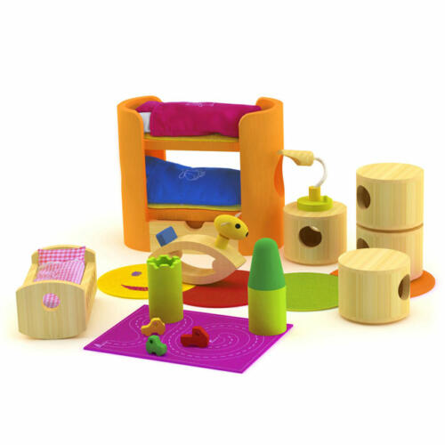 HaPe International Puppenhausmöbel trendiges Kinderzimmer, 27 Teile