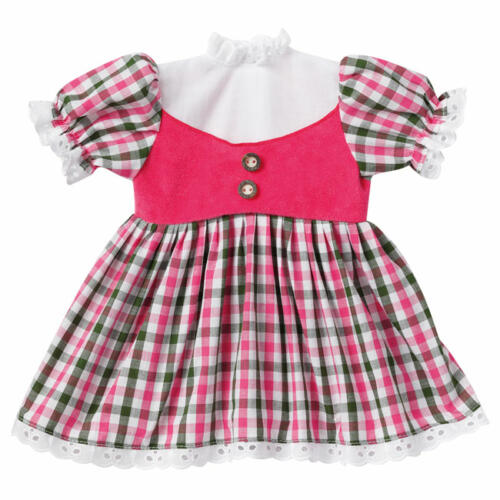 Schwenk Dirndl grün-pink kariert, für Stehpuppen, 42-45cm