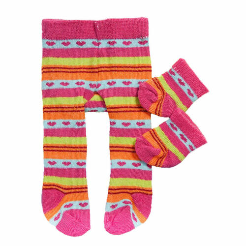 Heless Strumpfhose, pink-bunt gestreift, mit Söckchen, 28-35cm