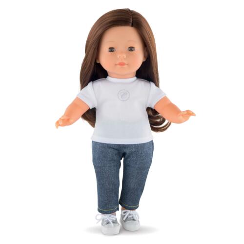 Eine Puppe trägt die Jeanshose.