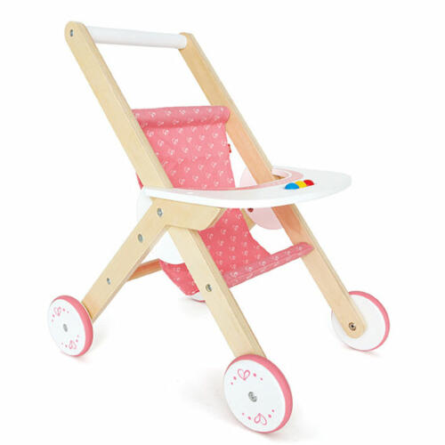 Hape Puppenwagen aus Holz für Puppen bis 46cm