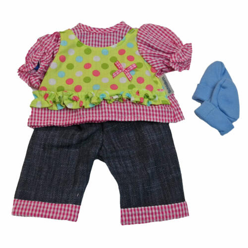 Schildkröt Bluse, Jeans und Söckchen, für Babypuppen, 30-33cm