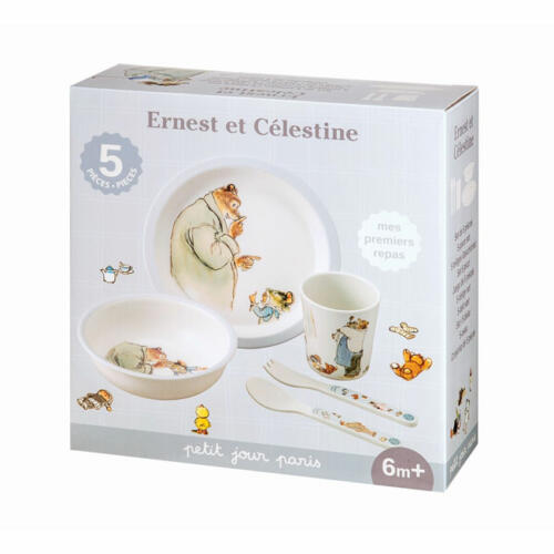 Petit Jour Paris Kindergeschirr, Ernest & Celestine, blau, Melamin, 5-teilig – Bild 2