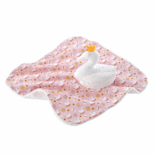 Das süße Kuschelkissen ist in Form eines Schwans gestaltet.
