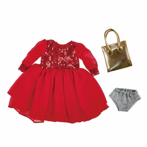 Käthe Kruse Paillettenkleid rot, mit Tasche, 39-41