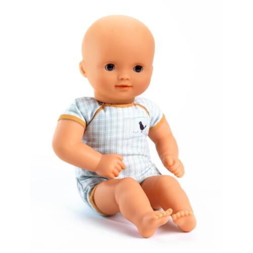 Babypuppe Stoffkörper hellblau