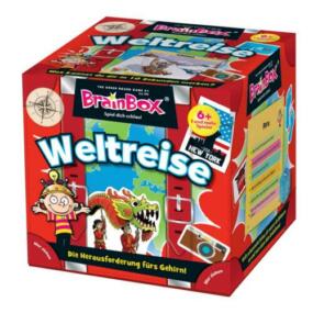 Brainbox Weltreise ist hübsch illustriert und die Verpackung zeigt Informationen zum Spiel.