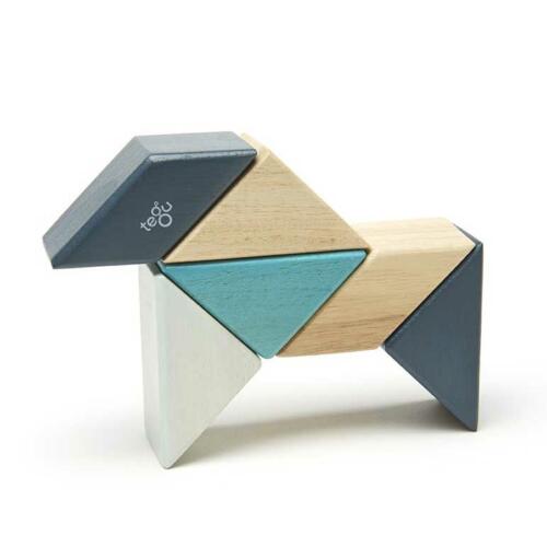 Tegu Magnetische Holzbausteine, blau, 6 Teile – Bild 4