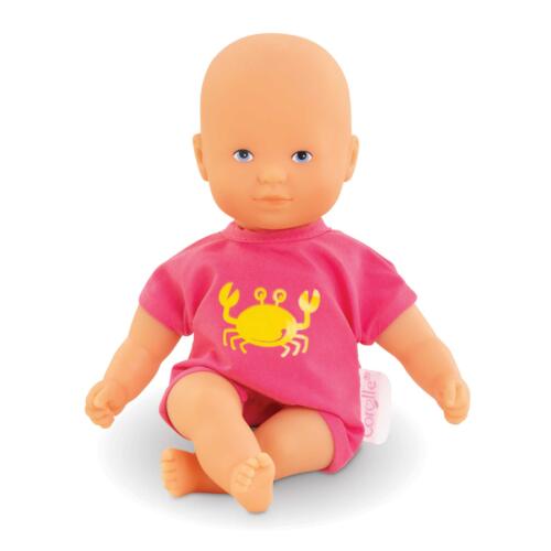 Mini Badepuppe sitzen mit blauen Augen