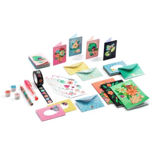 Djeco Mini Geschenkset Inhalt Hefte Karten Umschläge Stifte Sticker