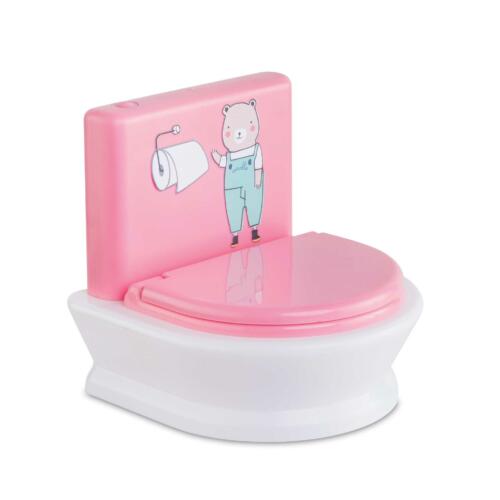 Der Deckel der interaktiven Toilette ist geschlossen. Auf dem Spülkasten ist ein Teddy abgebildet.