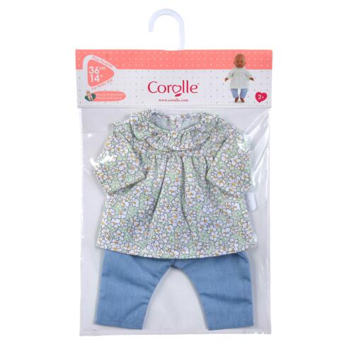 Bluse und Hose in Verkaufsverpackung.