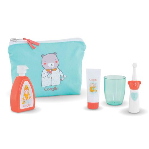 Corolle Waschset mit Zahnbürste und Spenderflasche.