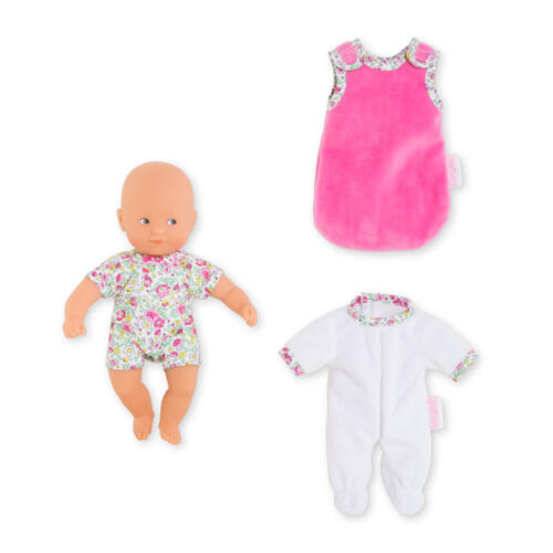 Im Corolle Calin Gute Nacht Set sind die Babypuppe sowie ein Strampler und ein Schlafsack enthalten.