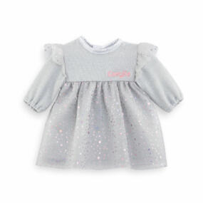 Das festliche Puppenkleid Magischer Abend ist mit Tüll und Glitzer verziert.