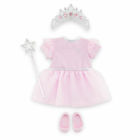 Das Ma Corolle Prinzessin-Set mit Puppenkleid, Krone, Zepter und Ballerinas.