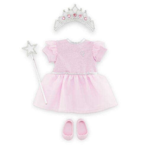Das Ma Corolle Prinzessin-Set mit Puppenkleid, Krone, Zepter und Ballerinas.
