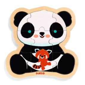 Das Holzpuzzle Panda hat große Teile, mit denen Kinder ihr erstes Puzzle entdecken können.