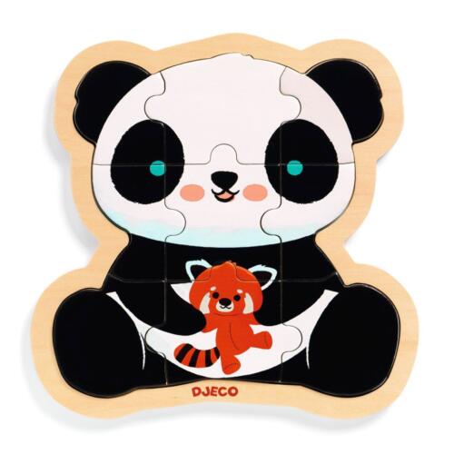 Das Holzpuzzle Panda hat große Teile, mit denen Kinder ihr erstes Puzzle entdecken können.