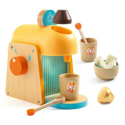 Mit der liebevoll gestalteten Kaffeemaschine spielen Kinder das Zubereiten des beliebten Getränkes.