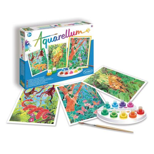 Auf dem Bild ist die Schachtel des Malset Dschungelbuch mit den Malvorlaghen und den Aquarellfarben zu sehen.