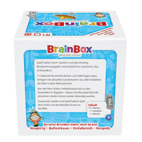 Auf der Rückseite wird das Spiel erklärt und der Inhalt der Box aufgelistet.