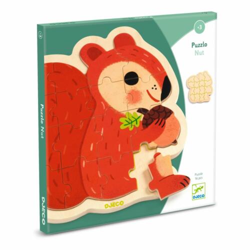 Die hübsch gestaltete Verpackung des Puzzle Eichhörnchen mit Informationen über das Spiel.