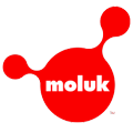 Das Logo des Spielzeugherstellers Moluk ist einem Molekül nachempfunden.