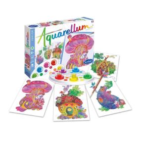 Auf dem Bild ist das Aquarellum Junior Häuschen Set mit Schachtel und Inhalt zu sehen.