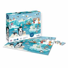 Die Illustration zeigt das Puzzle Polartiere und die Produktverpackung von Calypto.