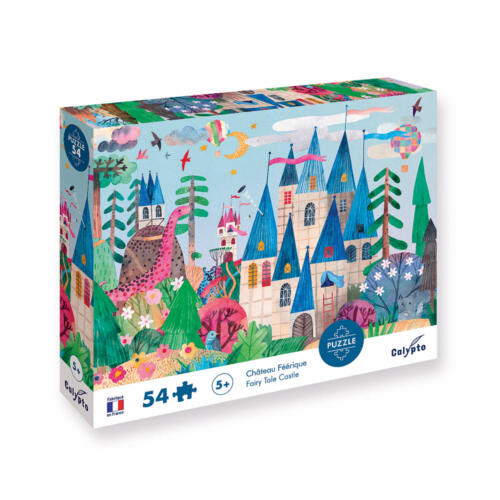 Die Schachtel des Calypto Puzzle Märchenschloss ist hübsch illustriert und zeigt Informationen zum Produkt.