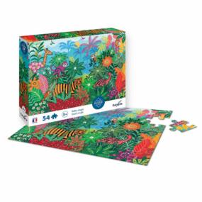 Die Illustration zeigt das Puzzle Dschungel und die Produktverpackung von Calypto.