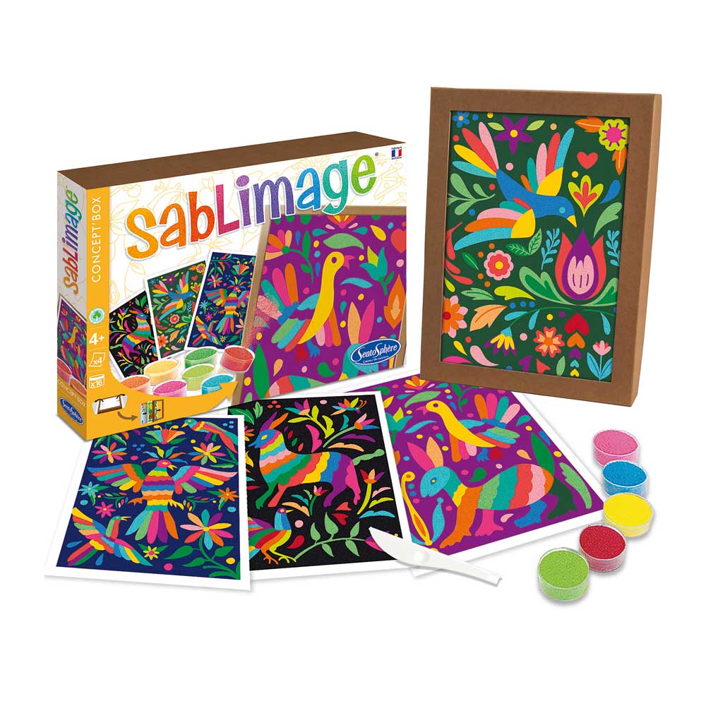 Sentosphere Sablimage Kit Peinture Au Sable – 16 Couleurs Et 4 Motifs Art Mexicain, Bricolage Enfant