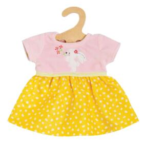 Das hübsche Heless Puppenkleid ist in angenehmen Farben gestaltet und mit einer Applikation verziert.